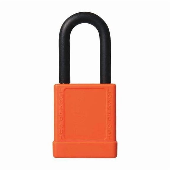 Lockout Padlock, Keyed Alike, Aluminum, Orange, 1 1/2 in Shackle Height, 1 5/16 in Body Width, 6 PK