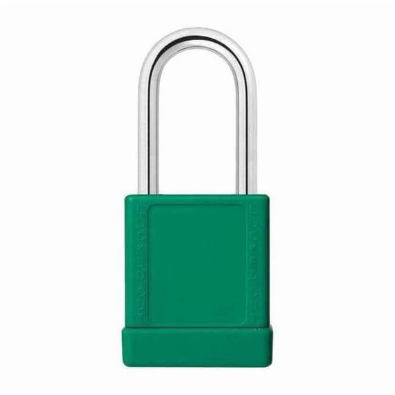 Lockout Padlock, Keyed Different, Aluminum, Green, 1 1/2 in Shackle Height, 1 5/16 in Body Width
