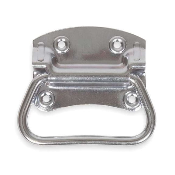 Handle, Chest, 4 1/16 In, Polished Zinc, Unthr. Through Holes