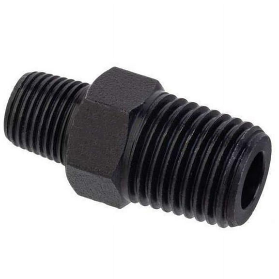 Pipe Fitting - Brass (Black Zinc-Plated) - Class 1,000 - Reducing Hex Nipple - 3/8" x 1/4" NPTF Male