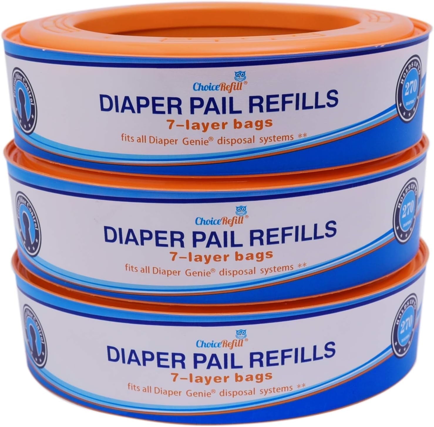 ChoiceRefill Compatible with Diaper Genie Pails, 3-Pack, 810 Count