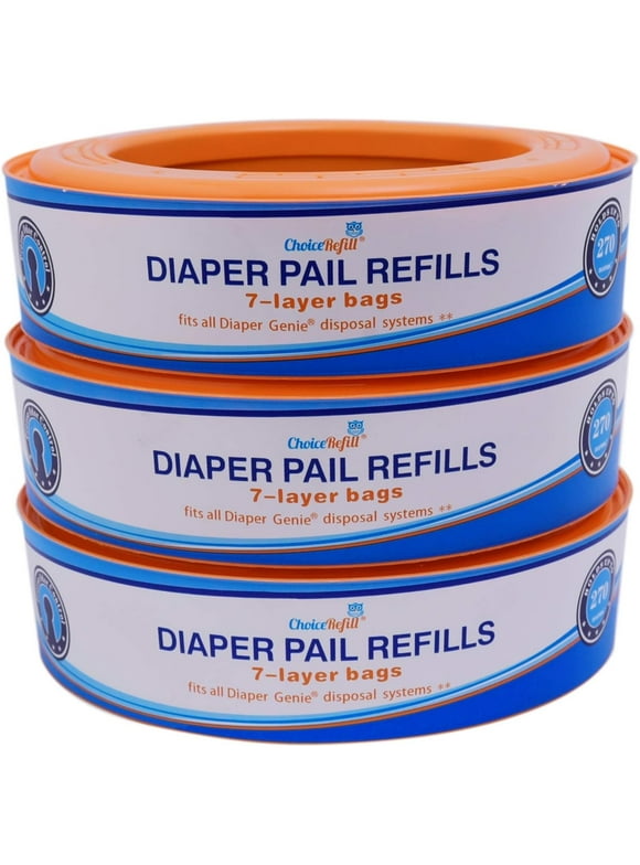 ChoiceRefill Compatible with Diaper Genie Pails, 3-Pack, 810 Count