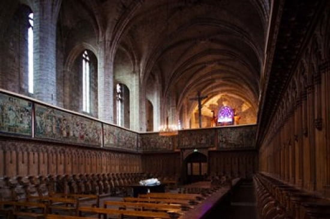 Choir stalls at Abbatiale Saint-Robert La Chaise-Dieu Haute-Loire Auvergne France Canvas Art - Panoramic Images (36 x 24)