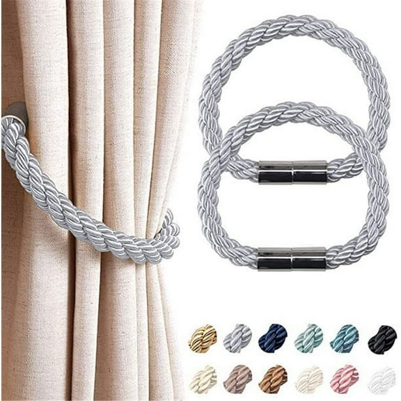 Chok 2 Pack Strong Magnetic Curtain Tiebacks Modern Simple Style Drape Tie Backs Convenient Decorative Weave Rope Curtain Holdbacks for Thin or Thick Home & Office Window Draperies
