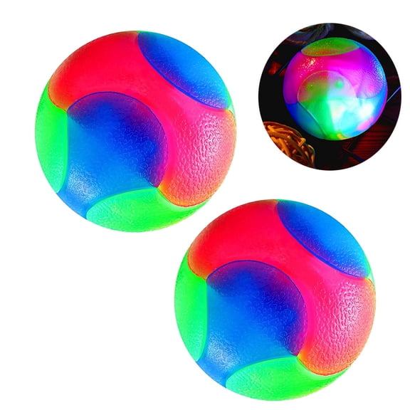 Chok 2 Pieces Light Up Dog Balls Glowing Elastic Balls LED Flashing Pet Balls for Puppy, Cats, Dogs