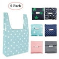 thumbnail image 1 of Chok 6 Pcs Reusable Grocery Bags, Grocery Tote Foldable into Attached Pouch, Ripstop Polyester Reusable Shopping Bags, Eco-Friendly Purse Bag Washable, Durable and Lightweight, 1 of 6