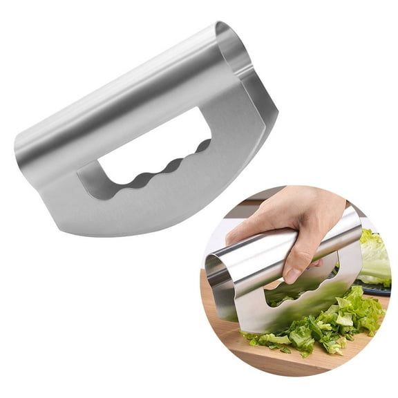 Chok Chef Salad Chopper - Stainless Steel Rocker Knife for Lettuce & Vegetables w/ Blade Covers