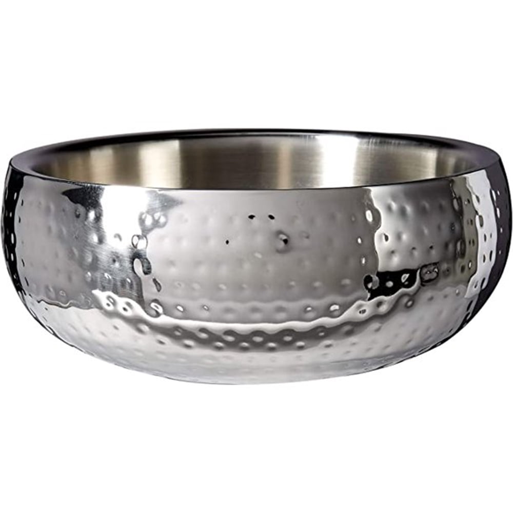 Classic Hammered Stainless Steel 11.5" Round Salad Serving Bowl