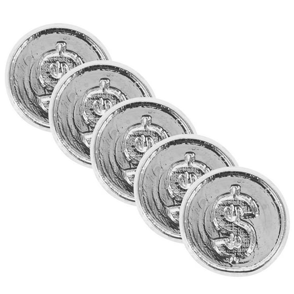 Chok Miniature  Silver Dollhouse Money 5pcs Artificial Bills Prop Behavior Tokens  Plastic Reward Coin Pretend Play Toy For Kids Piggy Bank Christmas Party Counting