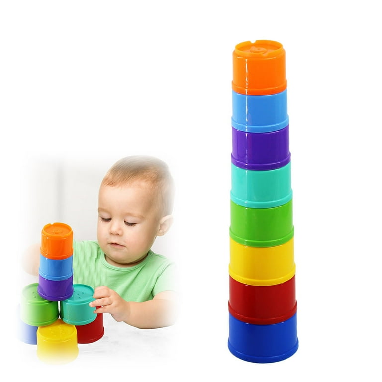 Chok 8 Pieces Stacking Cups for Toddlers Rainbow Colors Cups Baby Stacking Toy for 6 Months and Up Nesting Cups for Boys Girls 1 2 3 Years Old