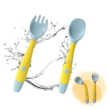 Chok Toddler Utensils Baby Spoons and Forks Set with Case Bendable Self Feeding Training Flatware Silicone Spoon Fork for Kids Babies Children Handle Toddler Set