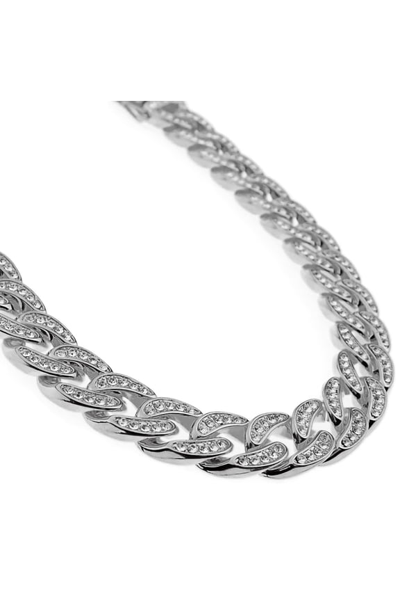 Choker Chain 16" Inch x 13MM Cuban Micro Pave Ice Silver Tone Hip Hop Necklace