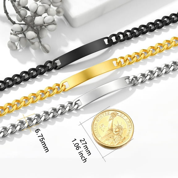 Choker Cuban Necklaces for Women/Men Customed Stainless Steel/Black/Gold Chain Growth Birthday Christmas Jewelry Gift Clearance, 14"16"Length（No Engraved）