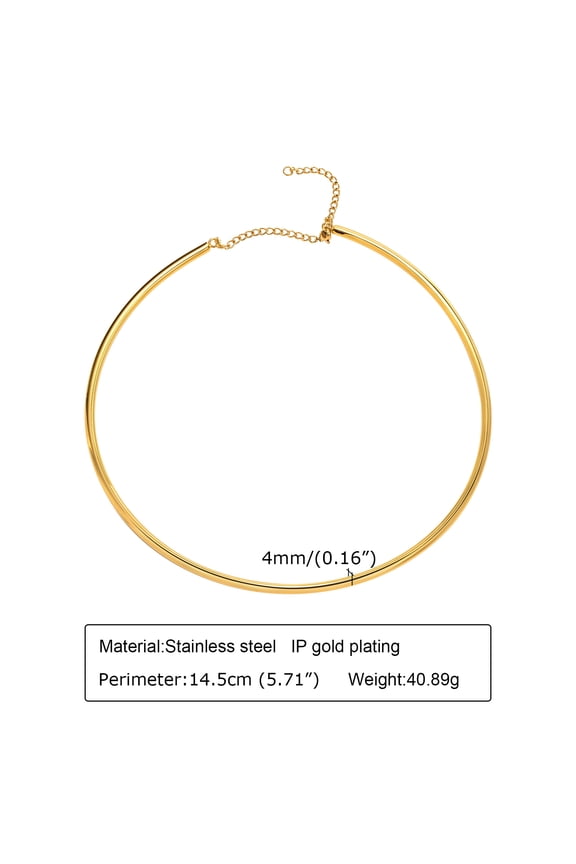 Choker Neck Cuff for Women, Open Collar Choker Torques Necklace Adjustable ,Simple Stainless Steel Jewelry