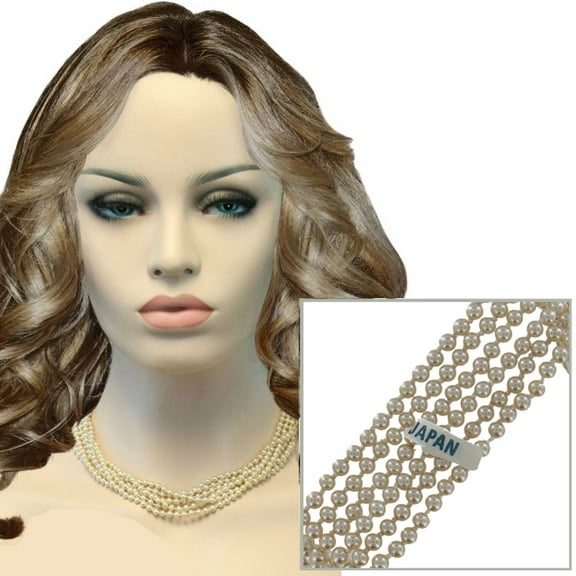 Choker Necklace 6 Strand Faux Pearl 4mm Glass Seed Beaded Upcycled 16"-20" Ladies Adult Female Women