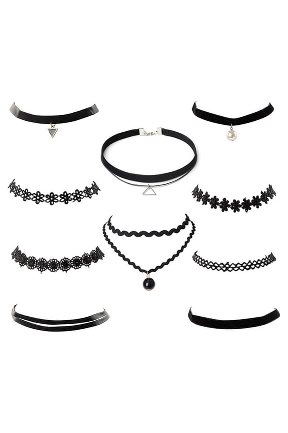 Choker Necklace for Women 12pcs Black Lace Chokers Set