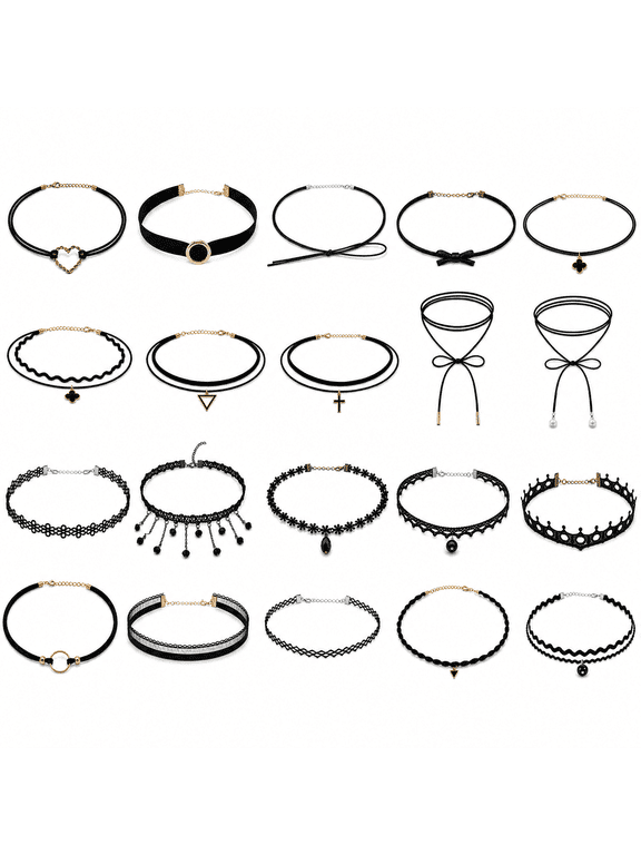 Choker Necklace for Women Velvet Black Choker Chain Lace Choker Necklace 20 Pcs
