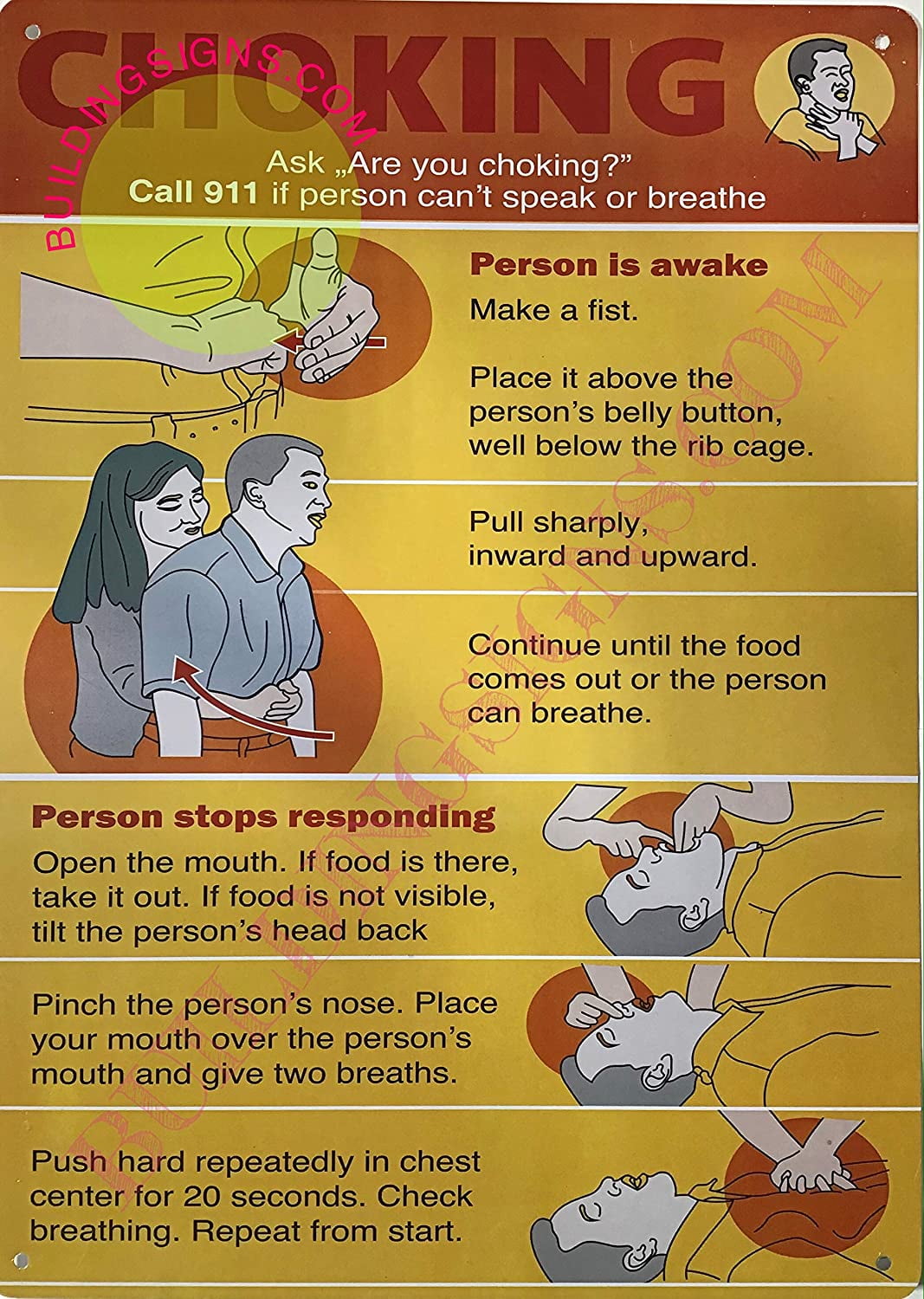 Signs Chocking Choking Poster/Choking Sign (Orange,Rust Free-Aluminium, 10x14 INCH ...