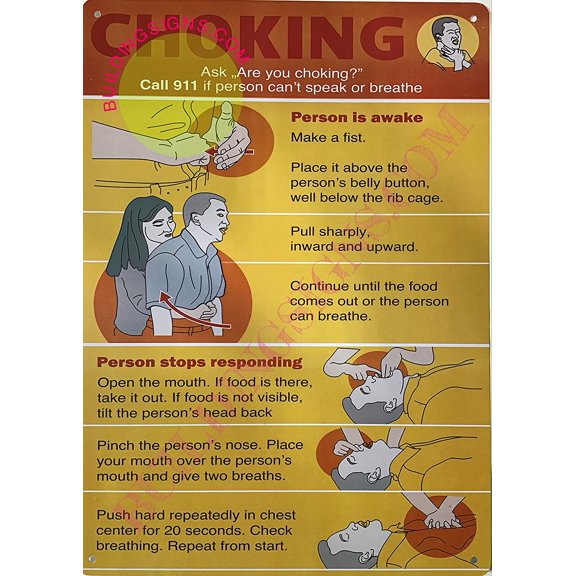 Choking Poster/Choking Sign (Orange,Rust Free-Aluminium, 10x14 INCH) (ref-2201)