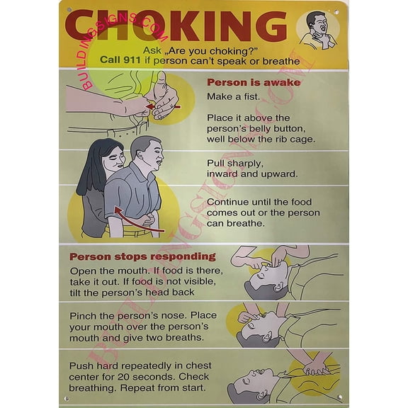 Choking Poster/Choking Sign (Yellow,Rust Free-Aluminium, 10x14 INCH) (ref-2201)