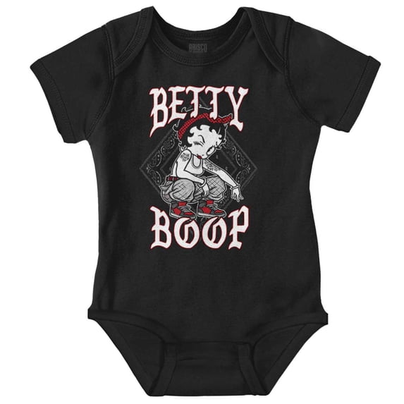 Betty Boop Cartoon Bandana Baby Girl Short Sleeve Printed Bodysuit Brisco Brands NB