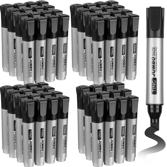 Cholemy 60 Pcs Jumbo Permanent Markers Bulk Large Permanent Chisel Tip Markers Waterproof Jumbo King Big Poster Large Paint Pens for Works on Wood Metal Stone