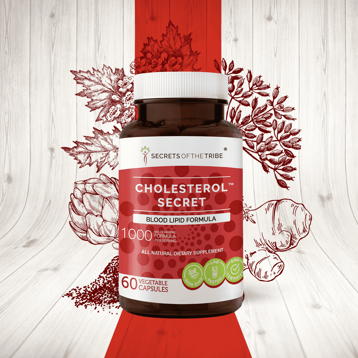 Secrets of the Tribe Cholesterol Secret Capsules Dietary Supplement, Natural Herb Blend, Made from Artichoke, Astragalus, Hawthorn, Fennel Seed, Turmeric 60 Count