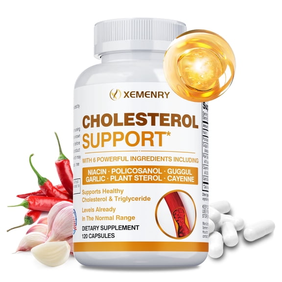 Cholesterol Support - with Niacin, Garlic, Cayenne - Supports Cardiovascular and Cholesterol Health, Promotes Circulation - 120 Count