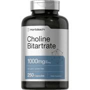 Choline Bitartrate | 1000mg | 250 Capsules | High Potency | by Horbaach