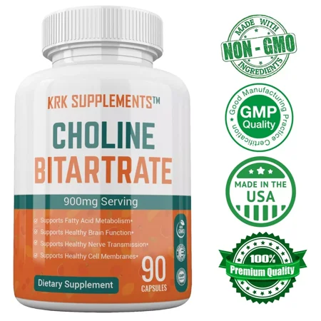 Choline Bitartrate 900mg per serving Brain Memory Booster Nootropic Fatty Liver