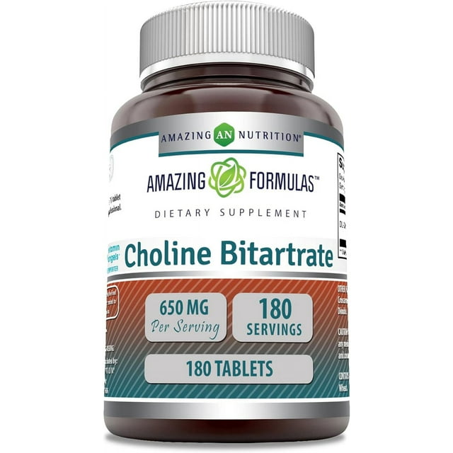 Amazing Nutrition Choline Bitartrate Tablets Dietary Supplement for