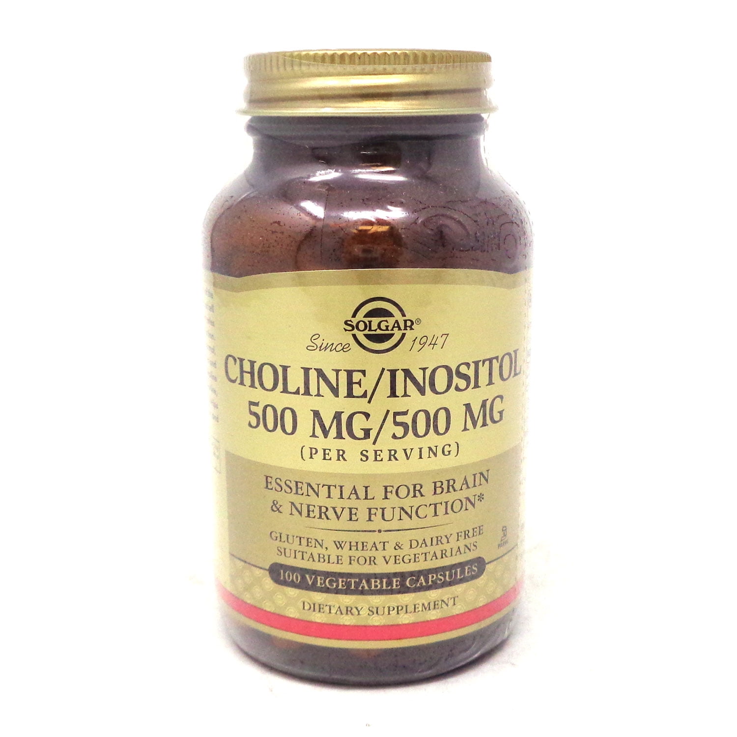 Solgar Choline/Inositol 500mg/500mg 100 Vegetarian Capsules