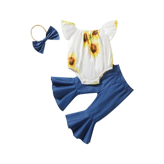Chollius 3 Pcs Summer Family Matching Outfits, Little Sister Romper Big Sister Tops + Floral Pants Skirt + Cap Headband