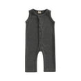 thumbnail image 1 of Chollius Infant Baby Girls Boys Summer Waffle Romper Solid Color Round Neck Sleeveless Button-down Jumpsuit, 1 of 8
