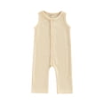 thumbnail image 1 of Chollius Infant Baby Girls Boys Summer Waffle Romper Solid Color Round Neck Sleeveless Button-down Jumpsuit, 1 of 8