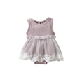 thumbnail image 1 of Chollius Newborn Baby Girl Dress Casual Solid Color Sleeveless Love Heart Bowknot Lace Tulle Triangle Jumpsuit, 1 of 9