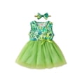 thumbnail image 1 of Chollius Toddler Baby Girls Festival Day Outfit Ruffle Sleeveless Tutu Dress Clover Tulle Skirt Bow Headband Clothes Set, 1 of 7
