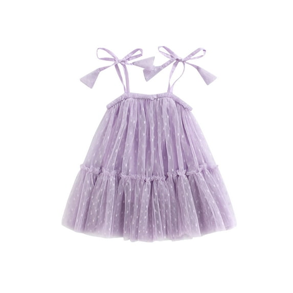 Chollius Toddler Infant Baby Girls Sleeveless Dress Dot Print Adjustable Shoulder Straps Tulle Dress Summer Clothing