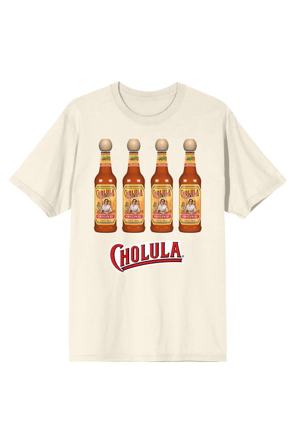 Cholula Hot Sauce Bottles Adult Sand Crew Neck Short Sleeve T-shirt-XXL