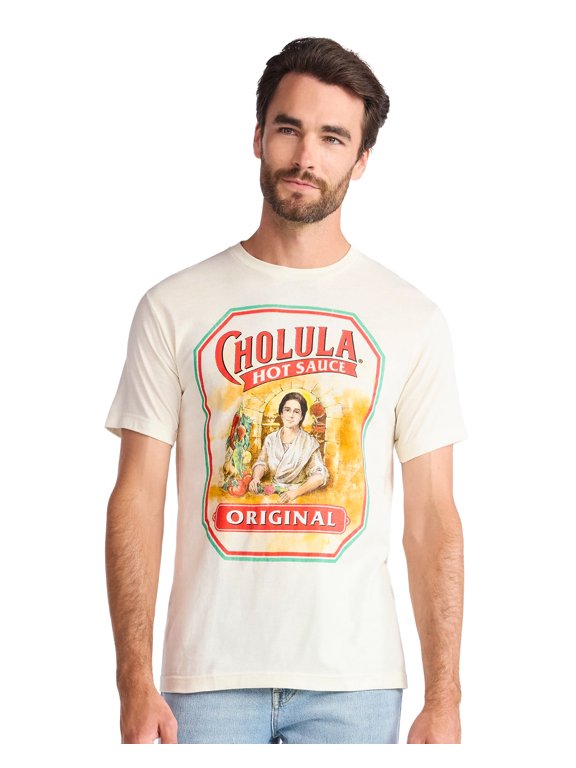 Cholula Hot Sauce T-Shirt Men's Logo Design Novelty Short Sleeve Tee