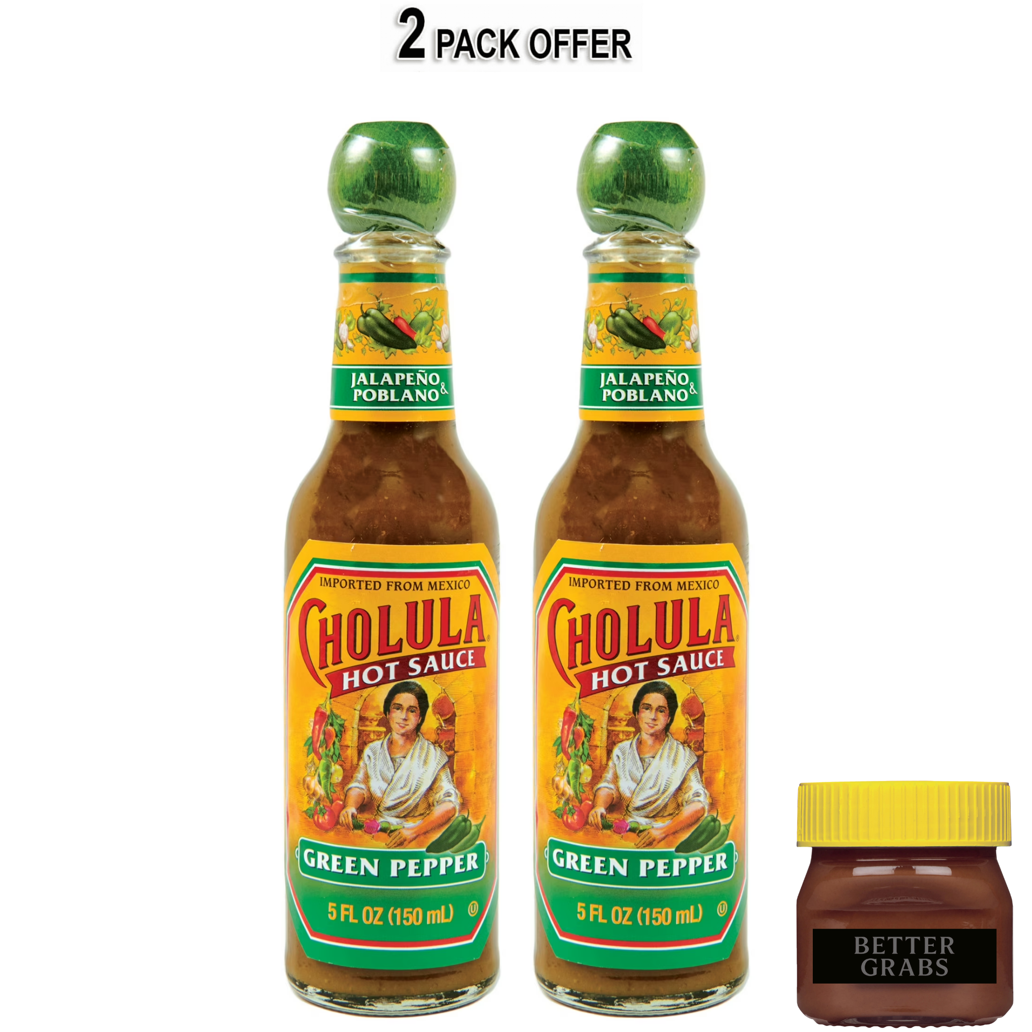 Cholula Kosher Green Pepper Hot Sauce, 5.0 fl oz