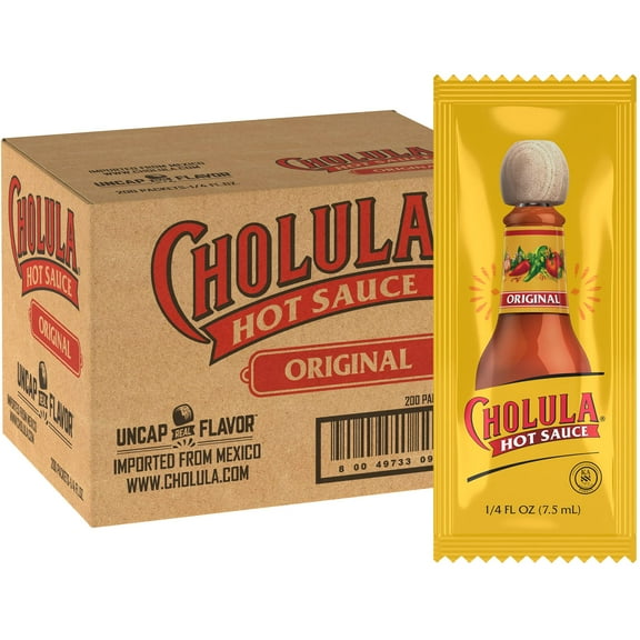 Cholula Original Hot Sauce Packets, One 200 Count with Mexican Peppers and Signature Spice Blend, Perfect Single-Serve Size for Delivery and Takeout