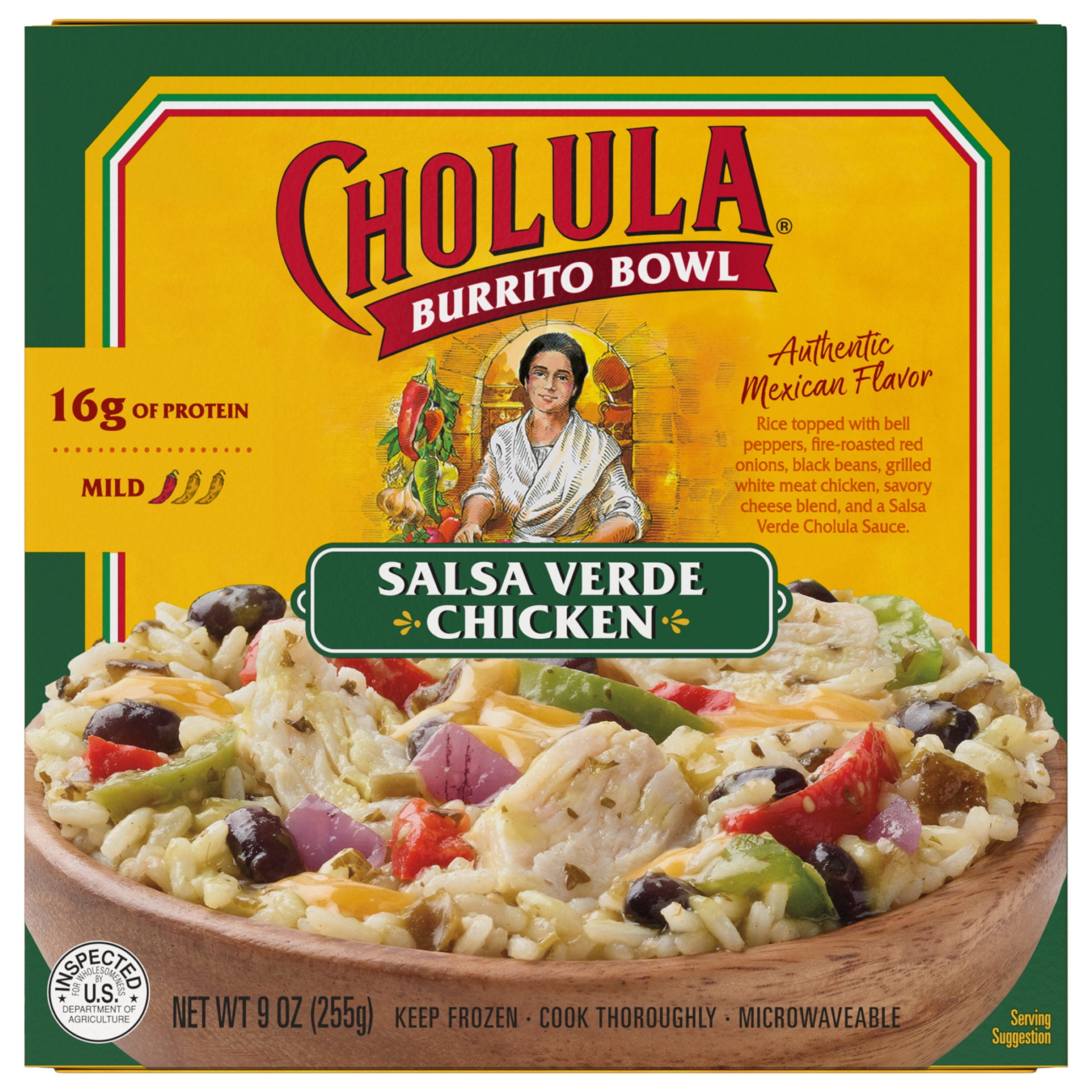 Cholula Salsa Verde Chicken Frozen Burrito Bowl, 9.0 oz