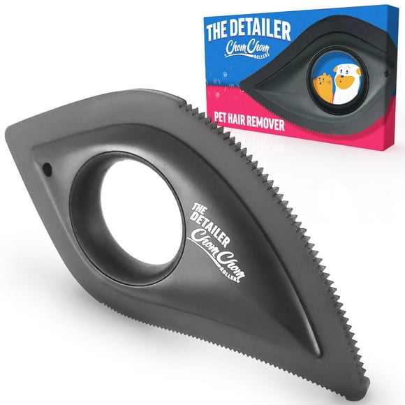 ChomChom Roller Detailer- FEV6Scraper for Pet Hair Remover Lint - Great for CAR - Cat Dog Hair Remover for Couch, Furniture, Carpet, Clothing Bedding - Travel Multi-Surface Fur Removal Tool