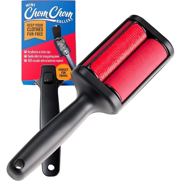 ChomChom Roller Pet Hair Remover Reusable Lint Roller Pet Hair Removal Tool for Clothes, Couches, Cars and Travel - Cat Dog Hair Remover, Compact, No Sticky Refills Needed (Mini Roller)