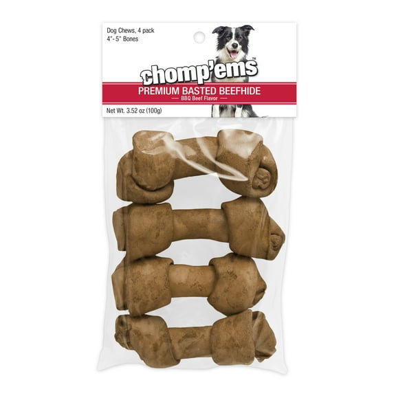 Chomp'ems 4-5" Flat Knot Bone - Beef Basted 4pk