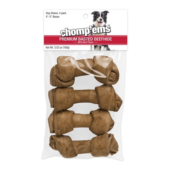 Chomp'ems 4-5" Flat Knot Bone - Beef Basted 4pk