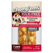 Chomp 'ems Chicken Hide Free Dog Chews - Rawhide Free Dog Treats - No Hide Alternative Chew Treat for All Life Stages, Roll, 7", 2 Count