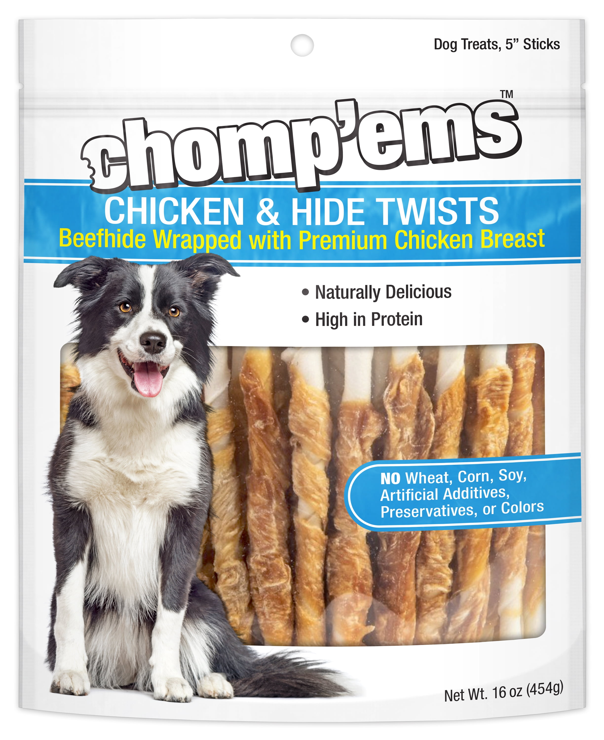 Chomp'ems Chicken Hide Twists, 16 oz All Natural Rawhide Wrapped with