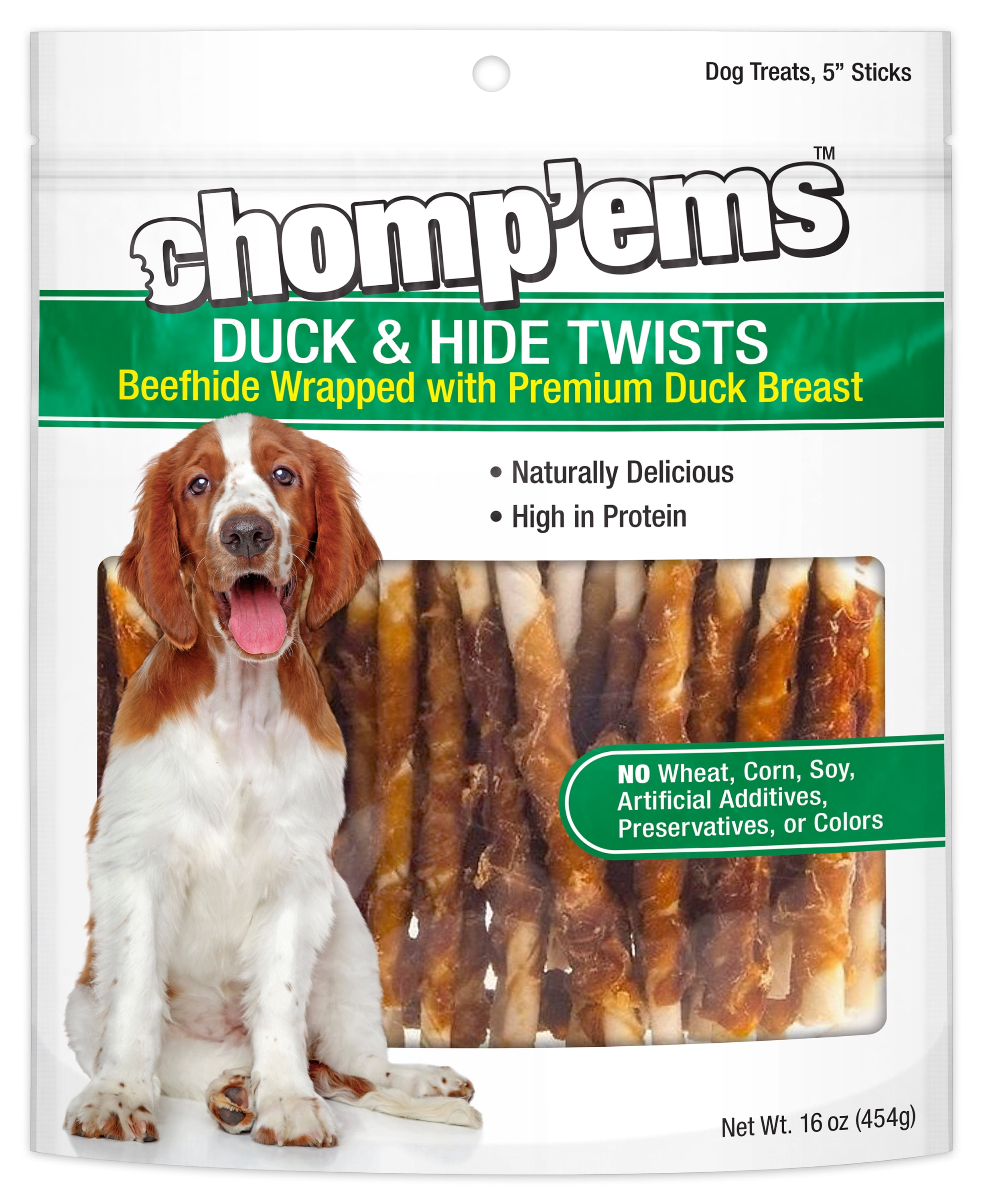 Chomp'ems Duck Hide Twists, 16 oz All Natural Rawhide Wrapped with